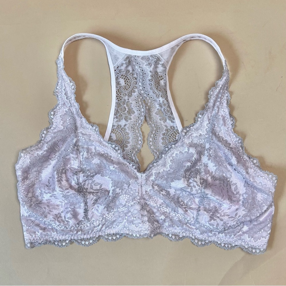 Gorgeous light pink and gray lace bralette